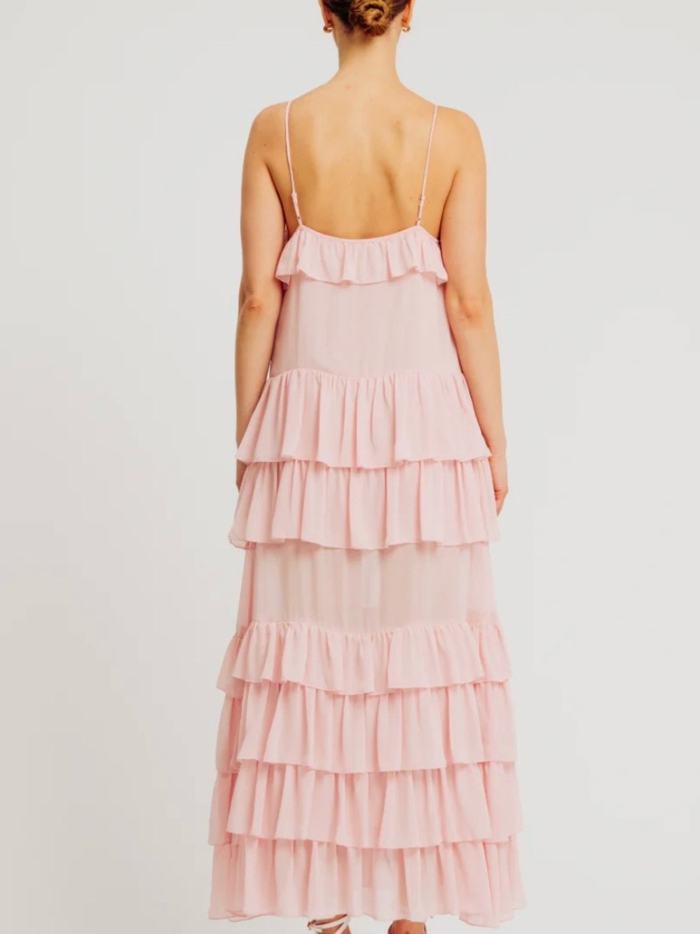 Pink Ruffle Maxi Dress - Picture 3 of 4